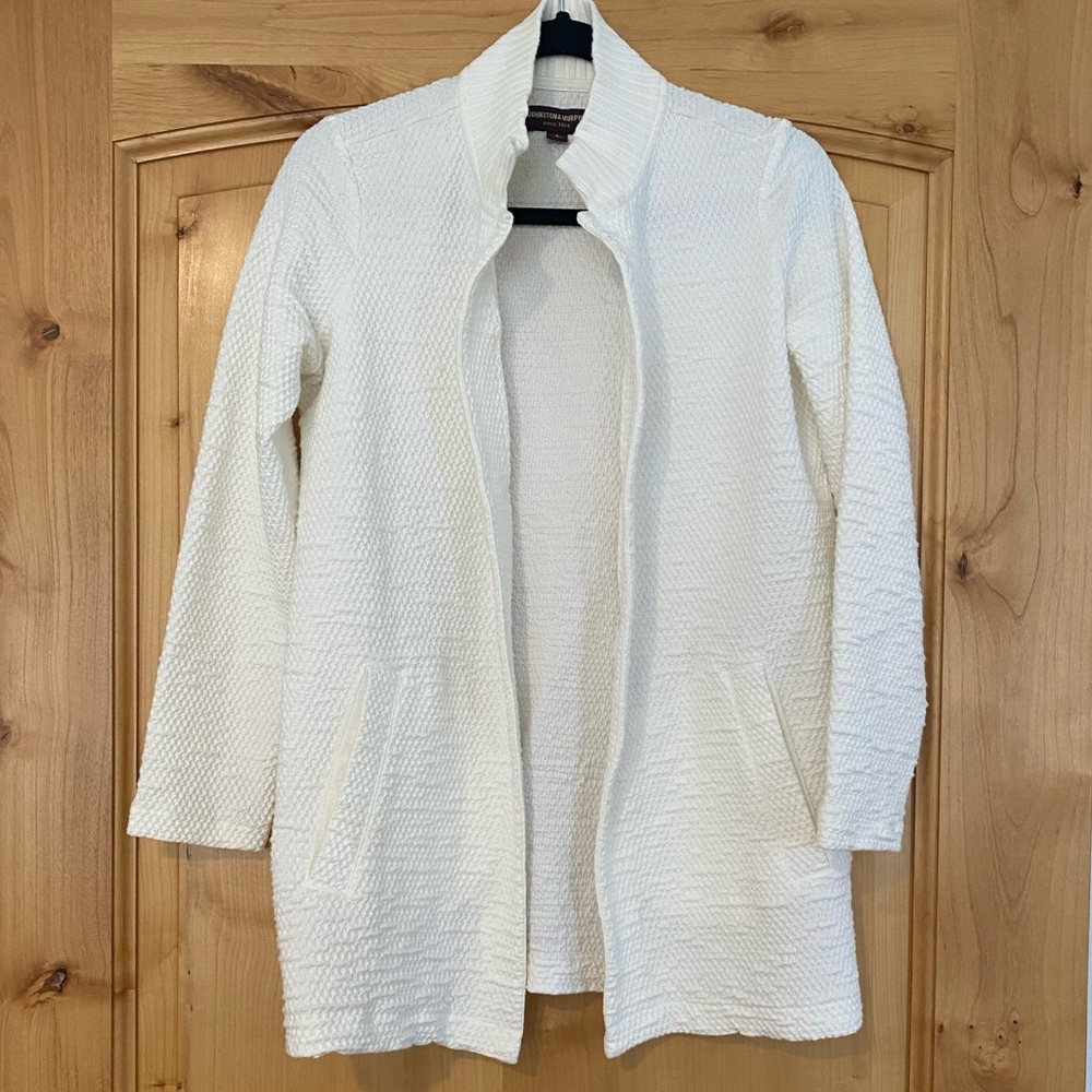 Johnston & Murphy White Textured Sweater Small